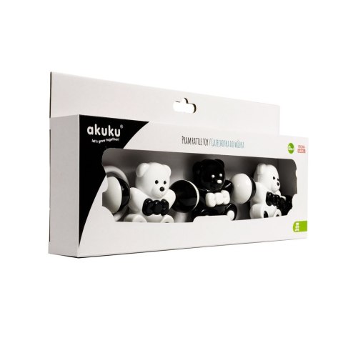 AKUKU A0468 Grzechotka do wózka czarno-białe Misie AKUKU A0468 Grzechotka do wózka czarno-białe Misie
