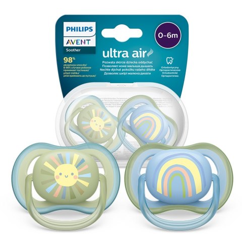AVENT SCF085/58 Smoczek Ultra Air 0-6m słońce/tęcza boy AVENT SCF085/58 Smoczek Ultra Air 0-6m słońce/tęcza boy