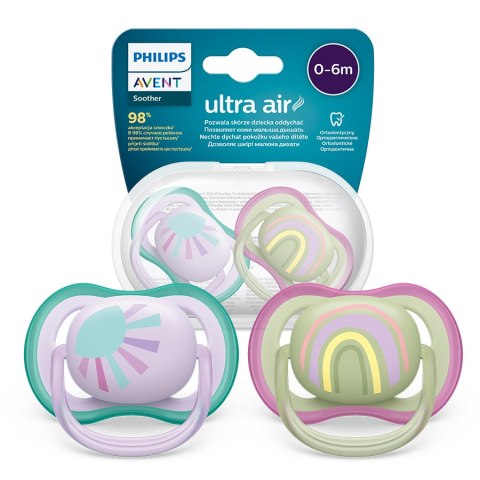 AVENT SCF085/59 Smoczek Ultra Air 0-6m słońce/tęcza girl AVENT SCF085/59 Smoczek Ultra Air 0-6m słońce/tęcza girl