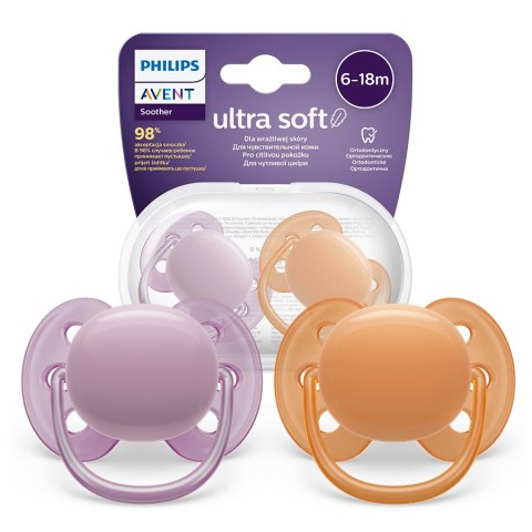 AVENT SCF091/33 Smoczek Ultra Soft 6-18m pomarańcz/fiolet AVENT SCF091/33 Smoczek Ultra Soft 6-18m pomarańcz/fiolet