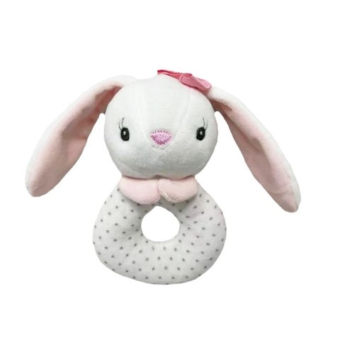 AXIOM 9318 Grzechotka Króliczek biało-różowy z kokardką 18 cm