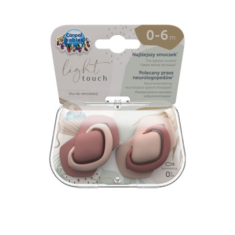 CANPOL 22/655 Smoczek uspokajający silikonowy symetryczny 0-6m-cy Pure Color 2szt róż CANPOL 22/655 Smoczek uspokajający silikonowy symetryczny 0-6m-cy Pure Color 2szt róż