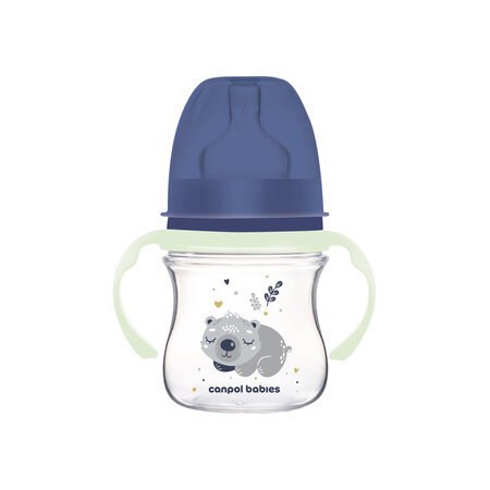 CANPOL 35/236 Butelka antykolkowa 120ml EasyStart Sleepy Koala niebieska
