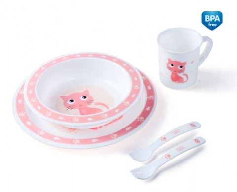 CANPOL 4/401 Plastikowy zestaw stołowy Cute Animals kotek różowy CANPOL 4/401 Plastikowy zestaw stołowy Cute Animals kotek różowy