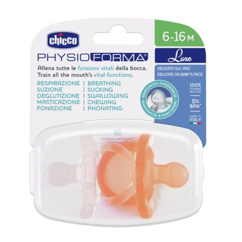 CHICCO 00073033310000 Smoczek PHYSIOFORMA LUXE 6-16M pamarańczowy 2szt. CHICCO 00073033310000 Smoczek PHYSIOFORMA LUXE 6-16M pamarańczowy 2szt.