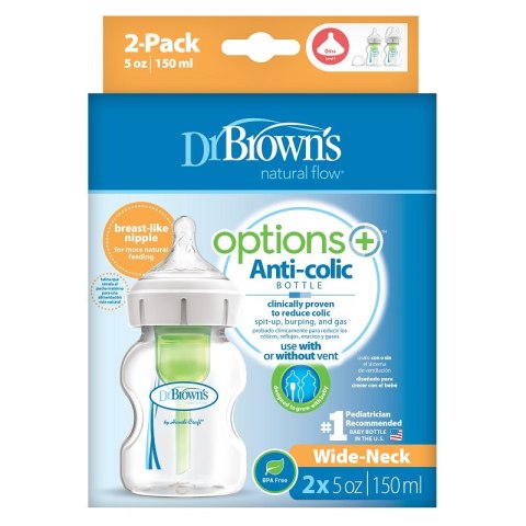 Dr.Browns WB52600 Butelka szeroka szyjka 150 ml PP OPTIONS PLUS 2 PAK Dr.Browns WB52600 Butelka szeroka szyjka 150 ml PP OPTIONS PLUS 2 PAK