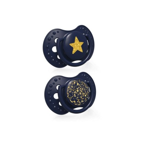 LOVI 22/895 Smoczek silikonowy dynamiczny 18+m 2 szt Stardust blue LOVI 22/895 Smoczek silikonowy dynamiczny 18+m 2 szt Stardust blue