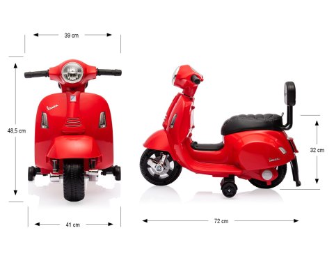 MILLY MALLY Pojazd na akumulator Mini Vespa GTS red MILLY MALLY Pojazd na akumulator Mini Vespa GTS red