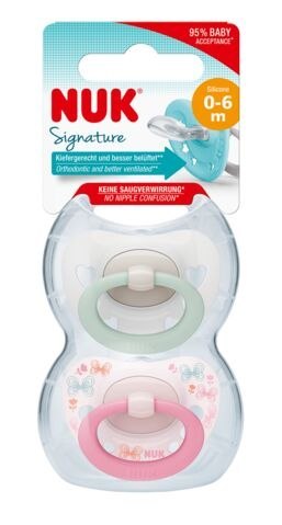 NUK 730638 Smoczek 0-6m SIGNATURE silikonowy 2szt