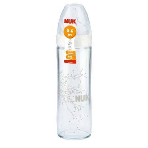 NUK 745080 Butelka szklana FC+ 240ml NEW CLASSIC smoczek silikonowy 1M NUK 745080 Butelka szklana FC+ 240ml NEW CLASSIC smoczek silikonowy 1M