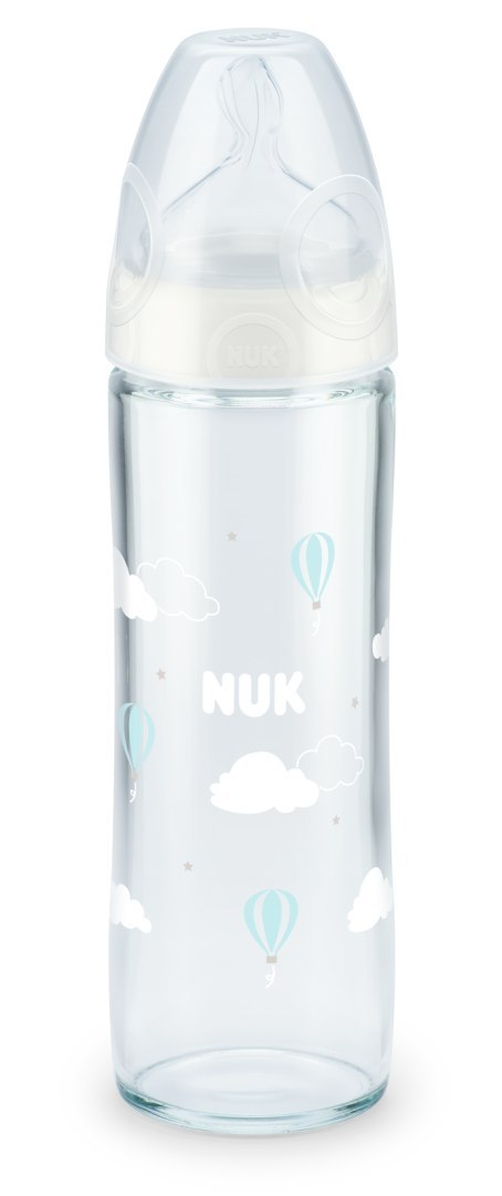 NUK 745080 Butelka szklana FC+ 240ml NEW CLASSIC smoczek silikonowy 1M NUK 745080 Butelka szklana FC+ 240ml NEW CLASSIC smoczek silikonowy 1M