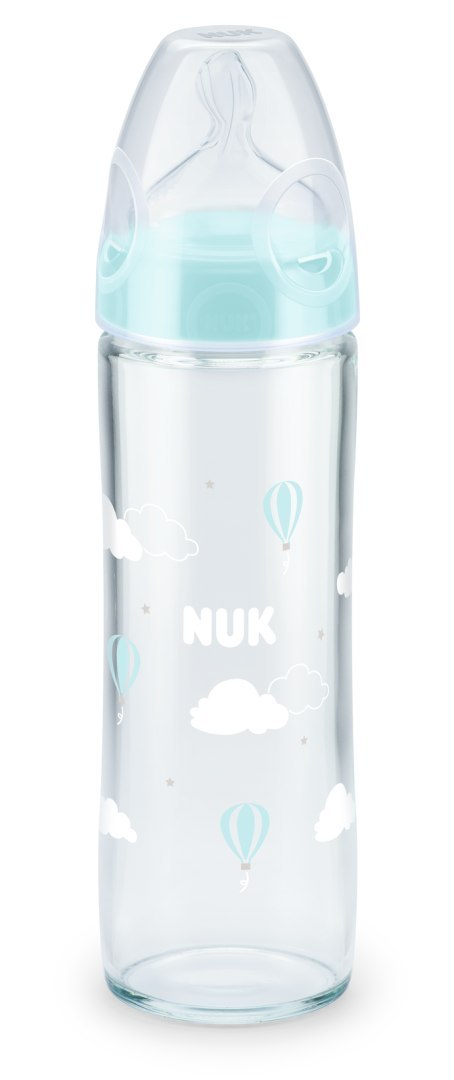 NUK 745080 Butelka szklana FC+ 240ml NEW CLASSIC smoczek silikonowy 1M NUK 745080 Butelka szklana FC+ 240ml NEW CLASSIC smoczek silikonowy 1M