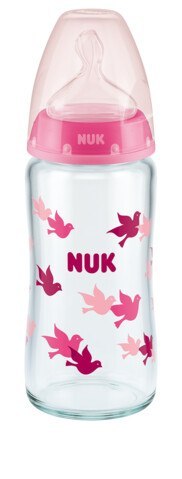 NUK 745121 Butelka FC+ szklana 240 ml ze wskaźnikiem temperatury smoczek silikonowy 0-6m NUK 745121 Butelka FC+ szklana 240 ml ze wskaźnikiem temperatury smoczek silikonowy 0-6m