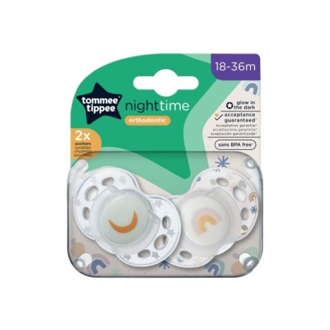 TOMMEE TIPPEE TTP43340094 Smoczki uspokajające NIGHT TIME 18-36m mix 2pak TOMMEE TIPPEE TTP43340094 Smoczki uspokajające NIGHT TIME 18-36m mix 2pak
