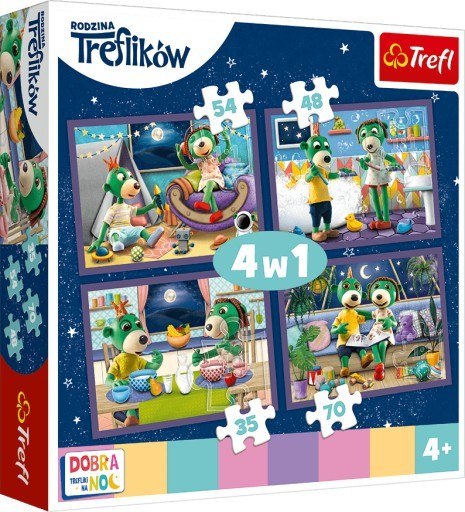 TREFL 34370 Puzzle 4w1 Wieczorne rytuały Treflików* TREFL 34370 Puzzle 4w1 Wieczorne rytuały Treflików*
