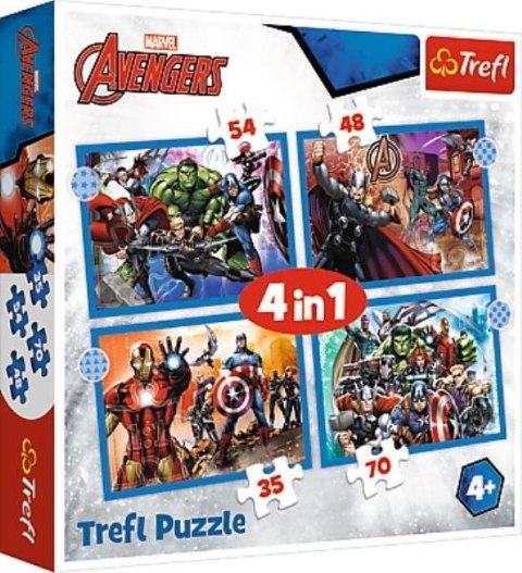 TREFL 34386 Puzzle 4w1 Odważni Avengersi TREFL 34386 Puzzle 4w1 Odważni Avengersi