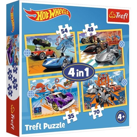 TREFL 34627 Puzzle 4w1 Pojazdy Hot Wheels TREFL 34627 Puzzle 4w1 Pojazdy Hot Wheels