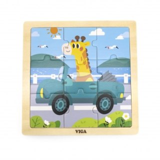 Viga 44629 Drewniane puzzle Samochód 9 elem.