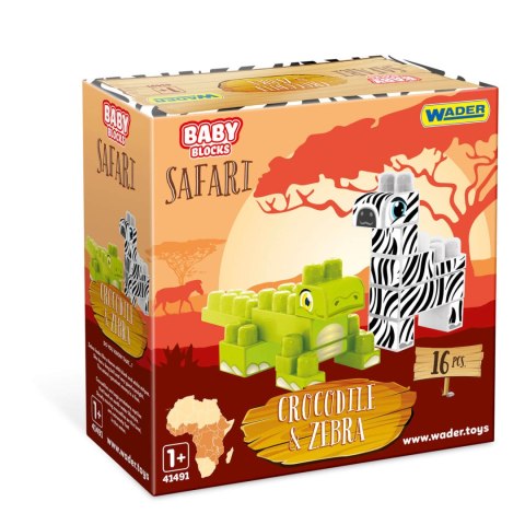 WADER 41501 Baby Blocks Safari klocki krokodyl i zebra