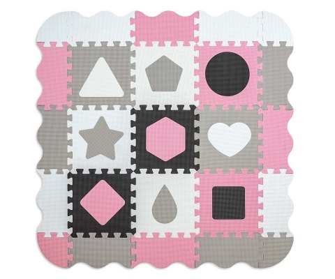 MILLY MALLY 5614 Mata piankowa puzzle Jolly 3x3 Shapes - pink grey MILLY MALLY 5614 Mata piankowa puzzle Jolly 3x3 Shapes - pink grey